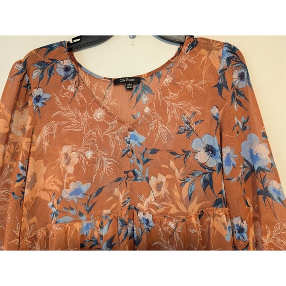 Nordstrom Women's Large Floral Puff Sleeve Multicolor V Neck Flare Dress NWOT - Picture 4 of 14